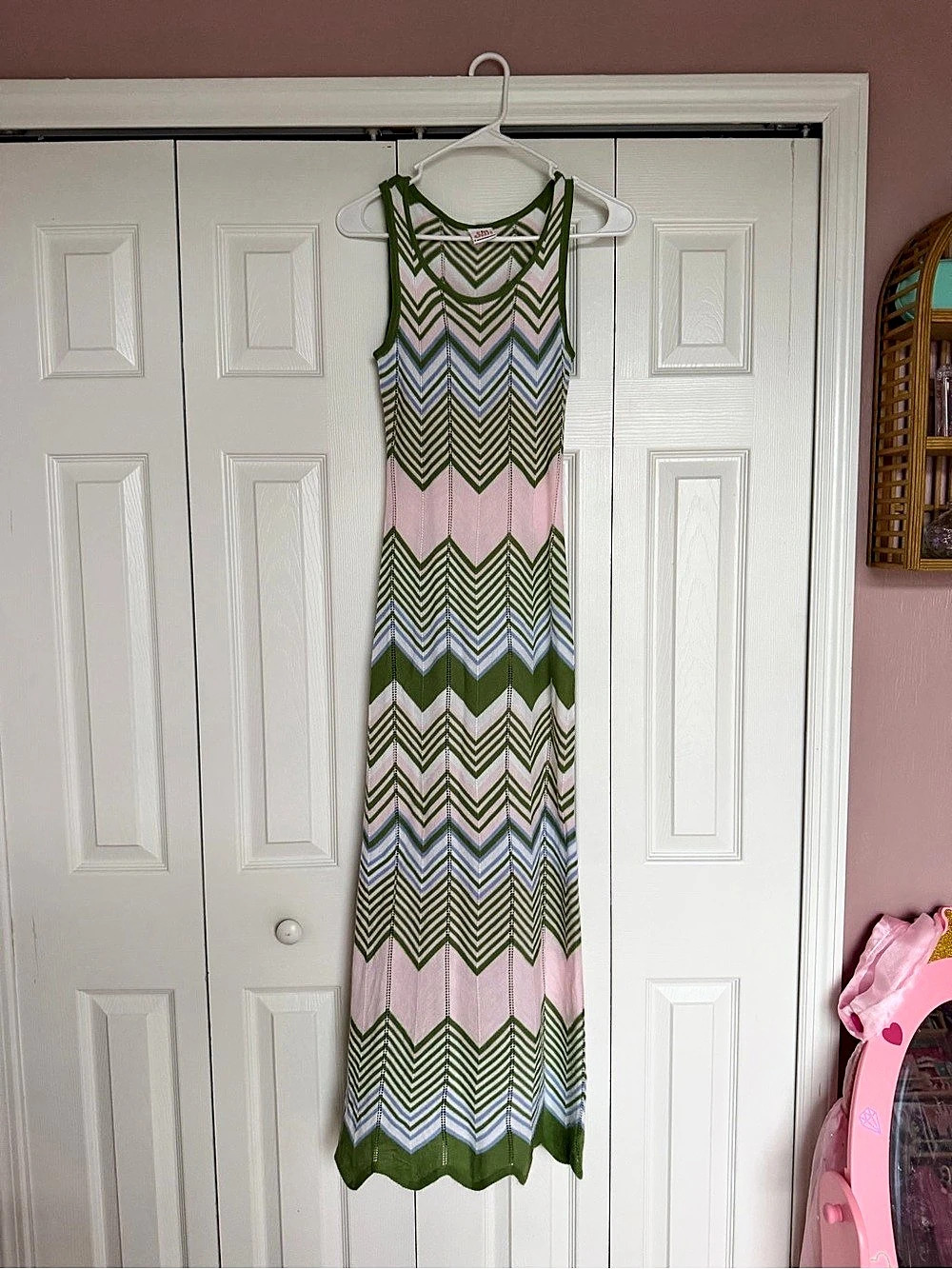 Fct Sun Maxi Geometric Dress in Green & Pink Like New
